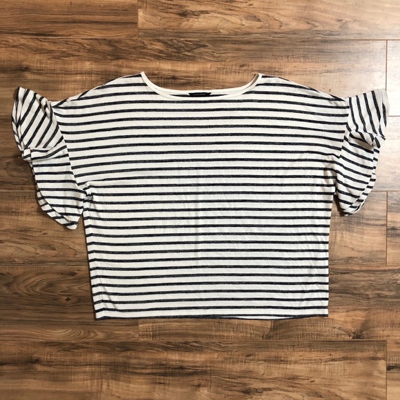 Striped Ruffle Sleeve Top - Picture 1 of 2